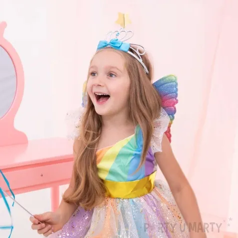 korona party diadem z kokarda blekitny partypal