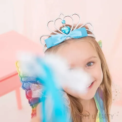 korona party diadem z kokarda blekitny partypal