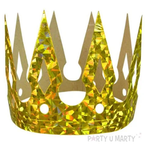 korona party holograficzna groty papierowa zlota arpex