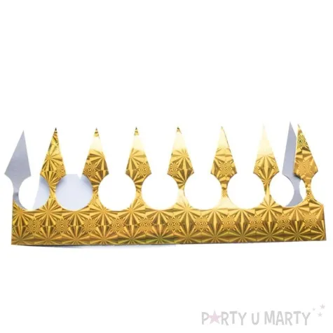 korona party holograficzna groty w gwiazdki papierowa zlota arpex