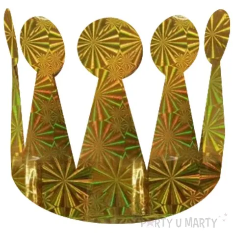 korona party holograficzna kopuly w gwiazdki papierowa zlota arpex