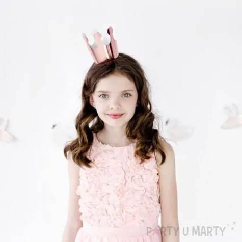 korona party krolowa papierowa rozowo zlota 6 szt