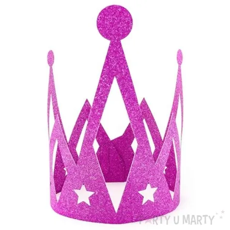 korona party ksiezniczka princess papierowa rozowa brokatowa 1 szt