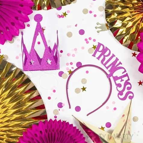 korona party ksiezniczka princess papierowa rozowa brokatowa 1 szt
