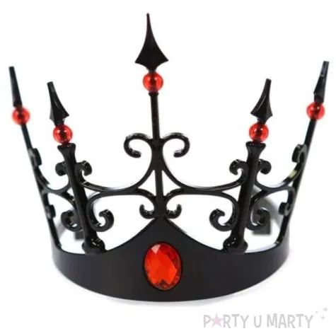 korona party red jewels czarna plastikowa funnyfashion
