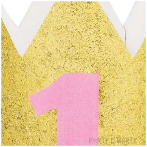 korona party roczek dziewczynki zlota brokatowa creativeconverting