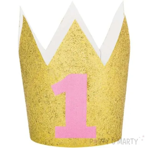 korona party roczek dziewczynki zlota brokatowa creativeconverting