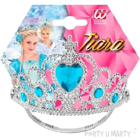 korona party tiara srebrna z klejnotem turkusowa widmann