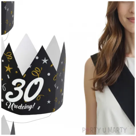 korony papierowe 30 urodziny glamour birthday 3 szt