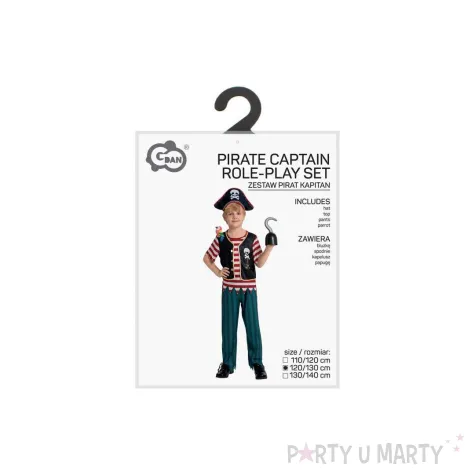 kostium dzieciecy stroj dla chlopca na karnawal kapitan piaratow zestaw rozm 120 130