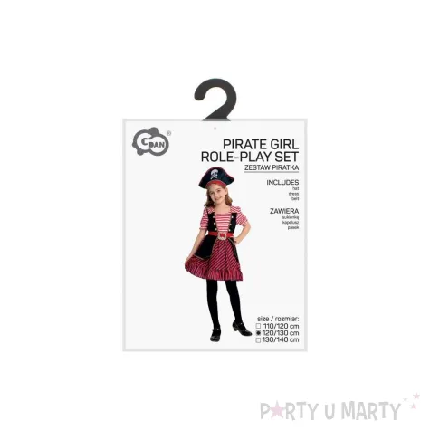 kostium dzieciecy stroj dla dziewczynki na karnawal kapitan piaratow zestaw rozm 120 130