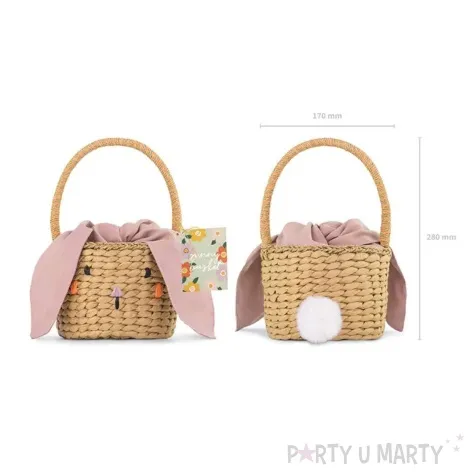 koszyk wielkanocny kroliczek papier partydeco 28 cm