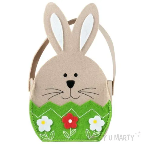 koszyk wielkanocny krolik w pisance filcowy zielony arpex
