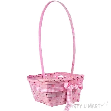 koszyk wielkanocny pastelowy z kokardka rozowy arpex