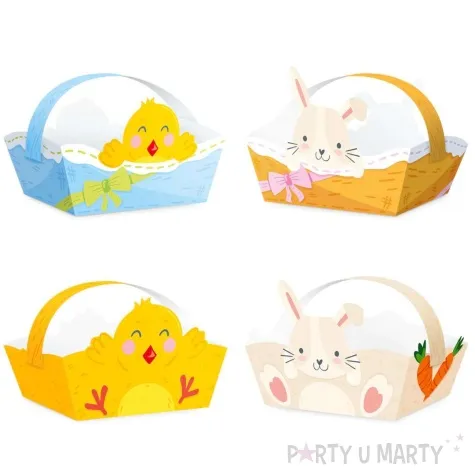 koszyki wielkanocne kurczaki i zajaczki partypal 4 szt