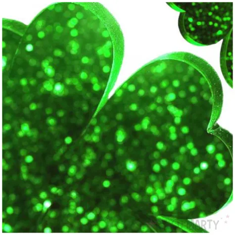 kotylion koniczynka na szczescie zielony brokat 45 mm