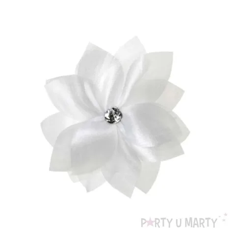 kotylion kwiatek z dzetem bialy 8 cm 2 szt