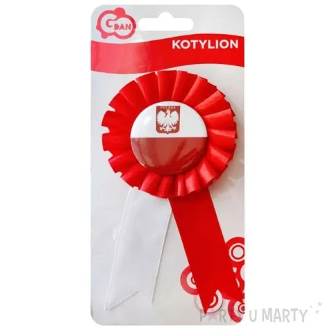 kotylion narodowy z godlem polska bialo czerwony godan