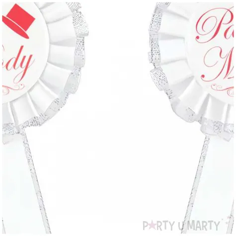 kotylion pan mlody i panna mloda bialo czerwony partypal 2 szt