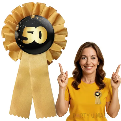 kotylion prezent na 50 urodzinowy zloto czarny w stylu glamour