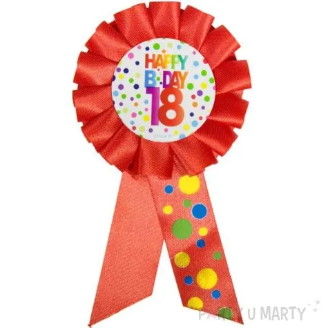 kotylion urodziny 18 happy bday czerwony folat