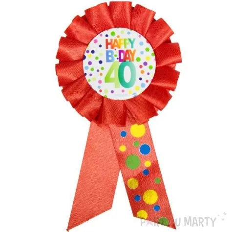 kotylion urodziny 40 happy bday czerwony folat