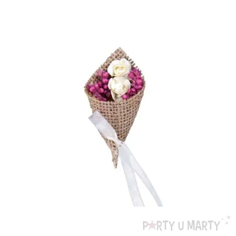 kotylion z juta i suszonymi kwiatami 2 szt 1 op