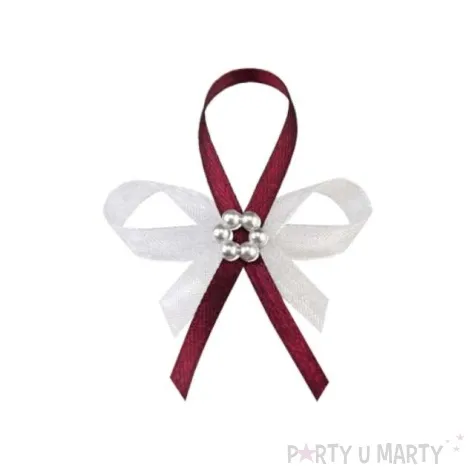 kotylion z perlowym kwiatkiem bordowy 25 szt