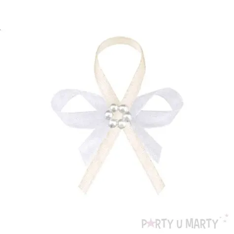 kotylion z perlowym kwiatkiem kremowy 25 szt