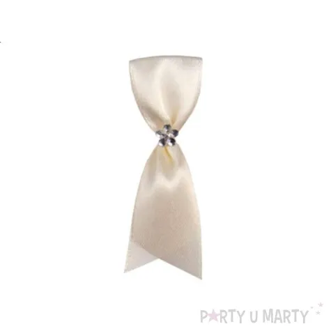 kotylion z srebrnym kwiatkiem kremowy 10 szt