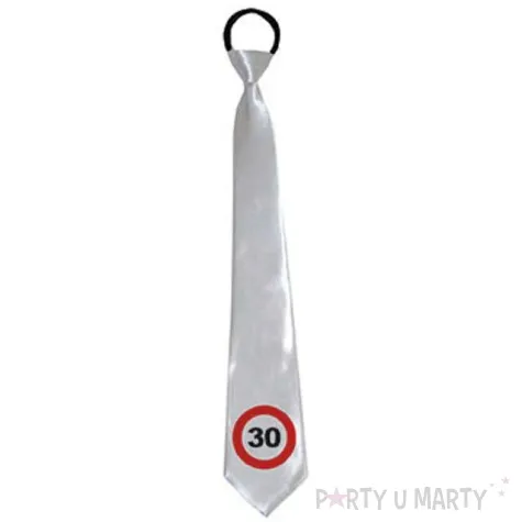 krawat 30 traffic birthday bialy 45 cm
