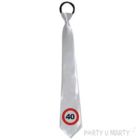 krawat 40 traffic birthday bialy 45 cm
