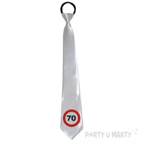 krawat 70 traffic birthday bialy 45 cm