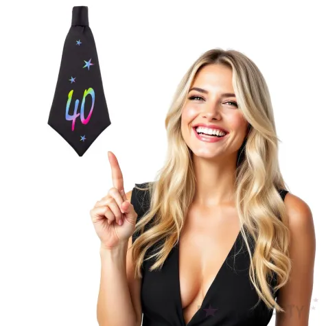 krawat beauty and charm 40 urodziny czarny godan 42 cm