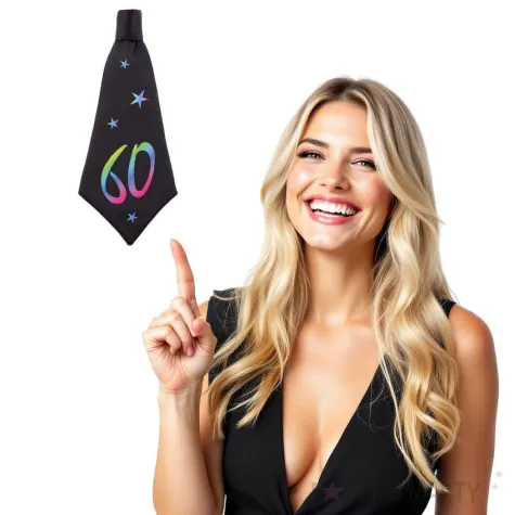 krawat beauty and charm 60 urodziny czarny godan 42 cm