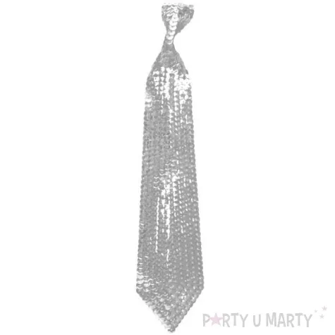 krawat cekinowe disco srebrny arpex