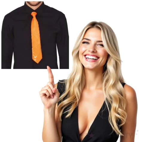 krawat cekinowy pomaranczowy guirca