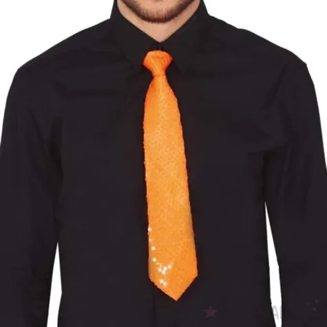krawat cekinowy pomaranczowy guirca