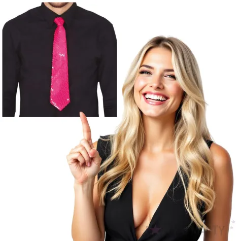 krawat cekinowy rozowy guirca