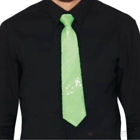 krawat cekinowy zielony guirca