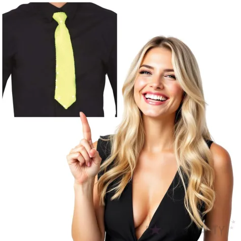 krawat cekinowy zolty guirca