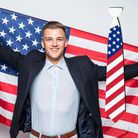 krawat flaga panstwa swiata usa ameryka stany zjednoczone bialy 43 cm