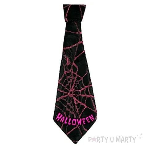 krawat halloween w rozowe pajeczyny