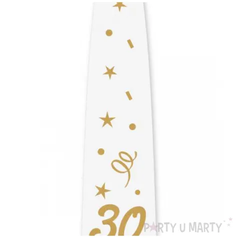 krawat na 30 urodziny dodatek do stroju glamour birthday bialy 43 cm