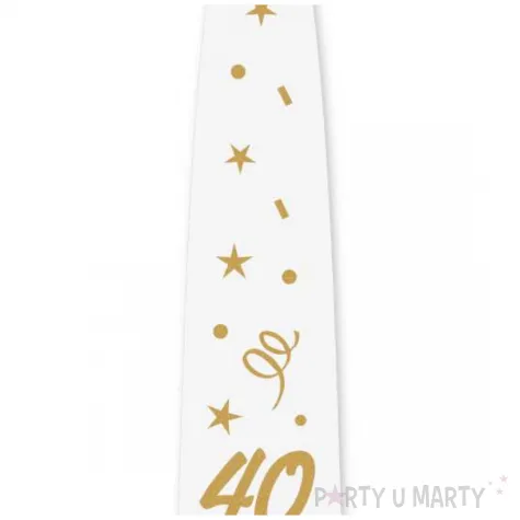 krawat na 40 urodziny dodatek do stroju glamour birthday bialy 43 cm