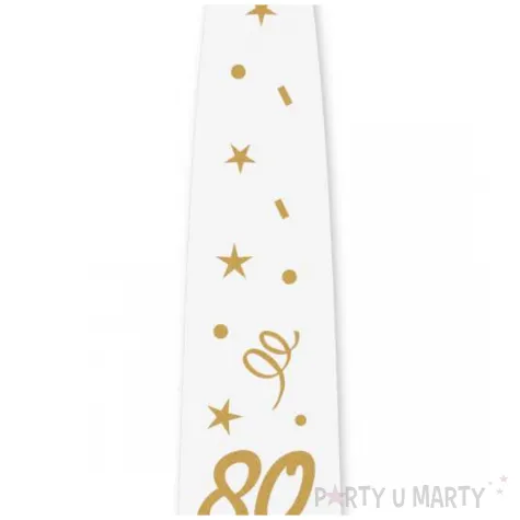 krawat na 80 urodziny dodatek do stroju glamour birthday bialy 43 cm