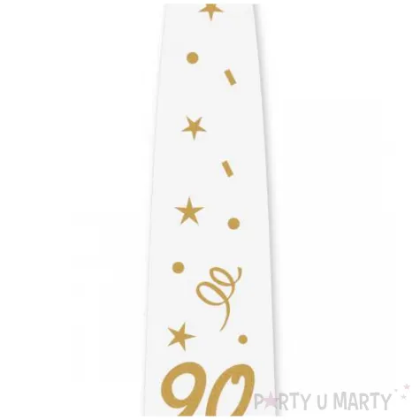 krawat na 90 urodziny dodatek do stroju glamour birthday bialy 43 cm