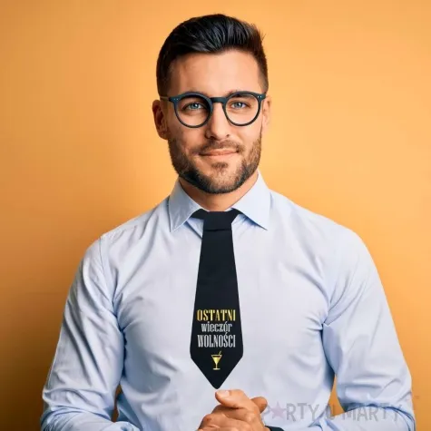 krawat ostatni wieczor wolnosci czarny godan 32 cm