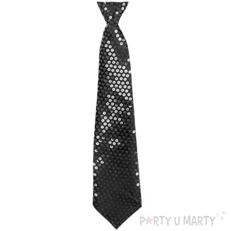 krawat z cekinami czarny godan 38 5 cm