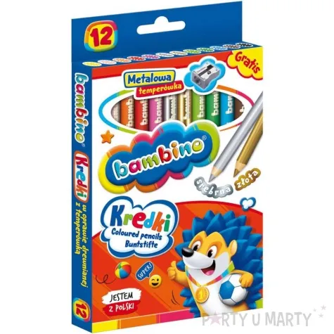 kredki olowkowe drewniane z temperowka mix bambino 12 szt